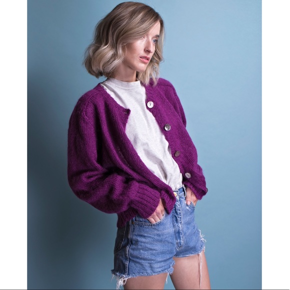 purple mohair cardigan